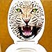 Produktbild FLAMEER Sexy Lippen Wasserdichter Toilettendeckel Aufkleber für Toilettensitz - Grünäugiger Leopard