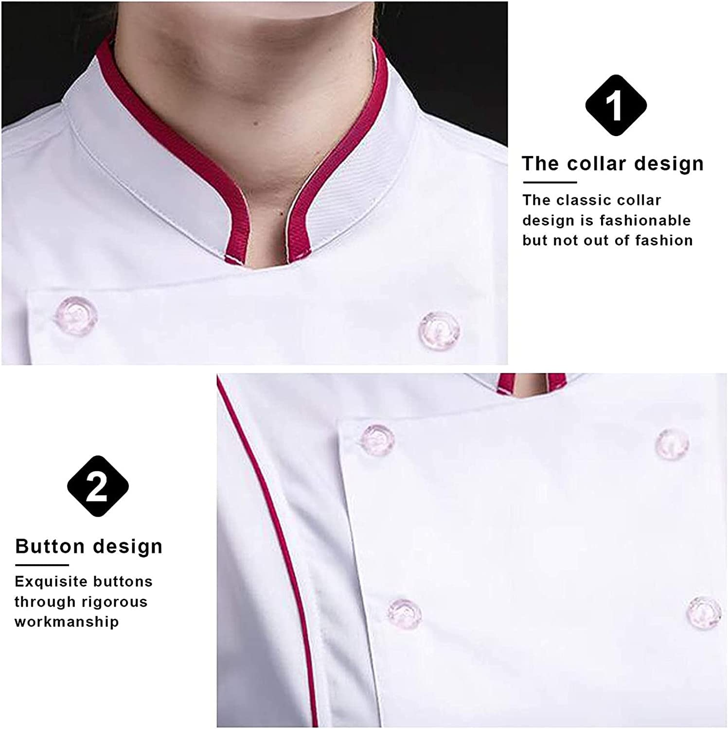 Uniforme eleganti per uomo e donna, unisex, a maniche corte, per ristorante, chef, cucina, da lavoro, a due file, per sushi, panetteria, caffetteria, cameriere, catering, servizio