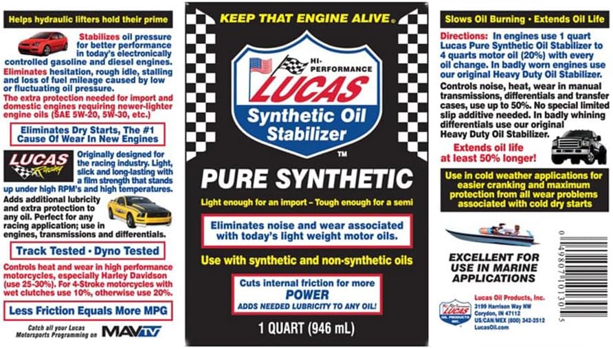 Mytee Products 8 Pack 10130 Pure Synthetic Oil Stabilizer - 1 Quart