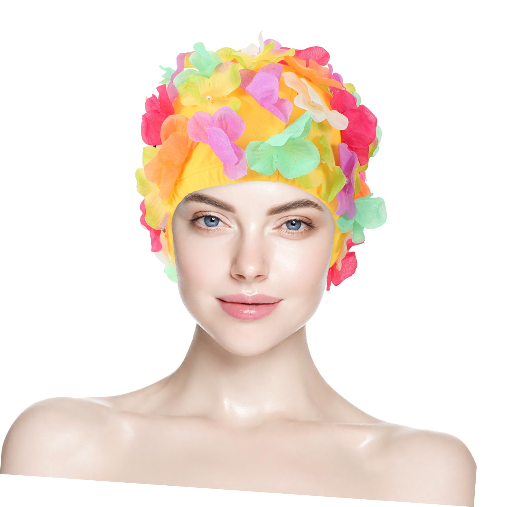 POPETPOP Sombrero De Natación De Flores Piscina Mujer Gorra De Baño Gorro De Natación para Nadar Pelo Cabello Gorro De Baño Elástico Gorro De Baño con Pétalos Tapa Nylon