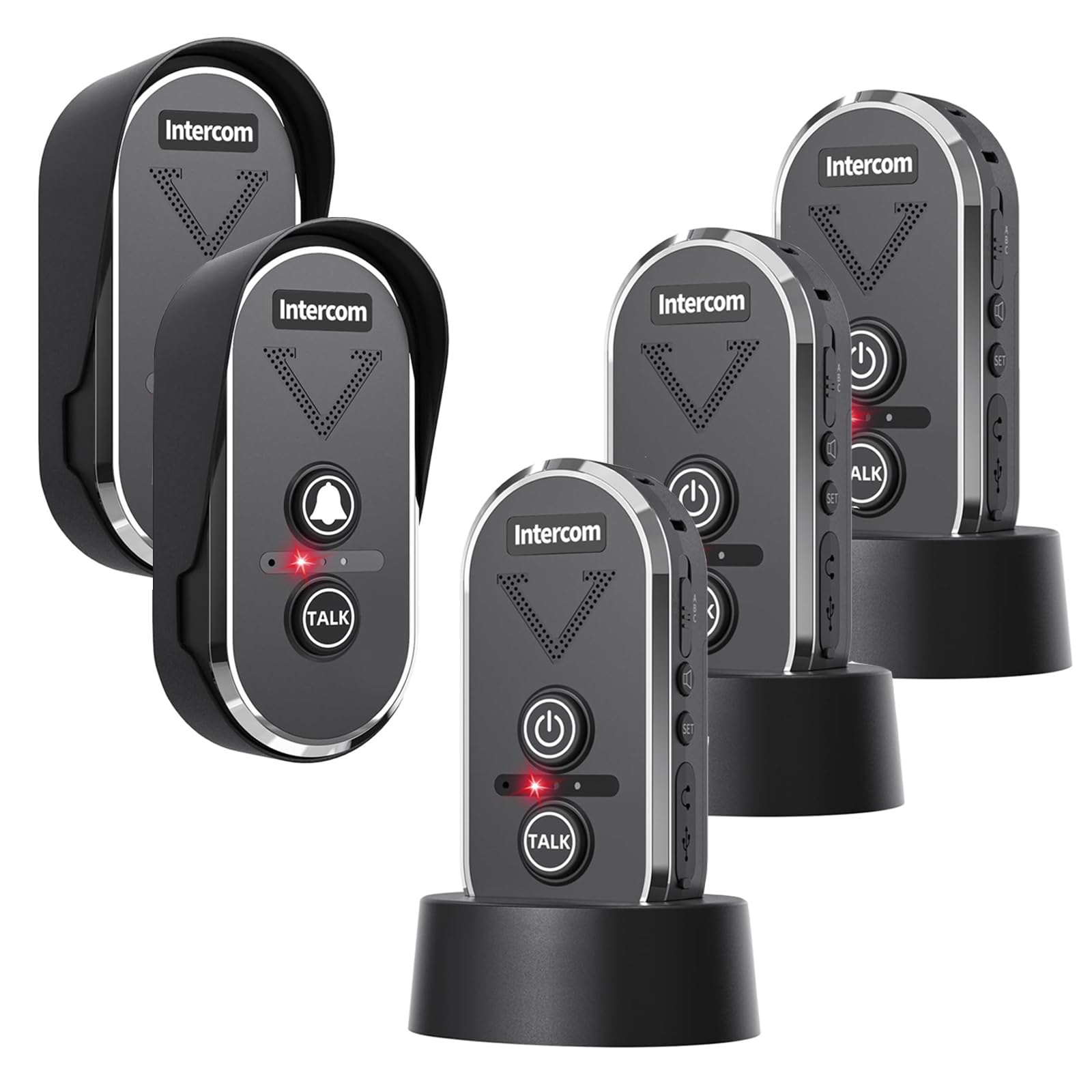 Doorbell, Intercoms Wireless for Home,Long Range Two Way Intercom,Rechargeable Ring Doorbell with Intercom,5 Pack