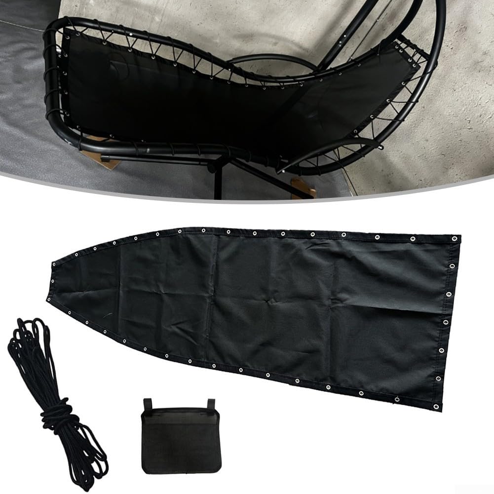 Tissu de rechange pour balancelle suspendue, base de meuble imperméable avec corde pour intérieur et extérieur, 64 x 197 x 23 cm, noir (1 pièce sans poches)