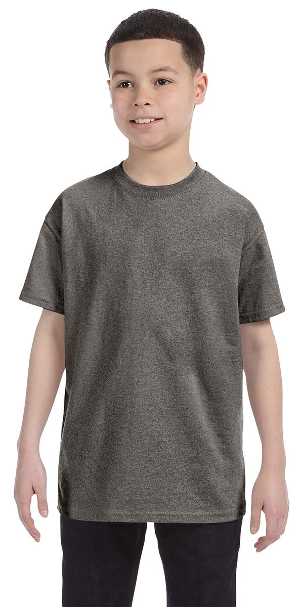 Gildan Big Boys' Heavyweight Taped Neck Comfort T-Shirt, XL, Graphite Heather