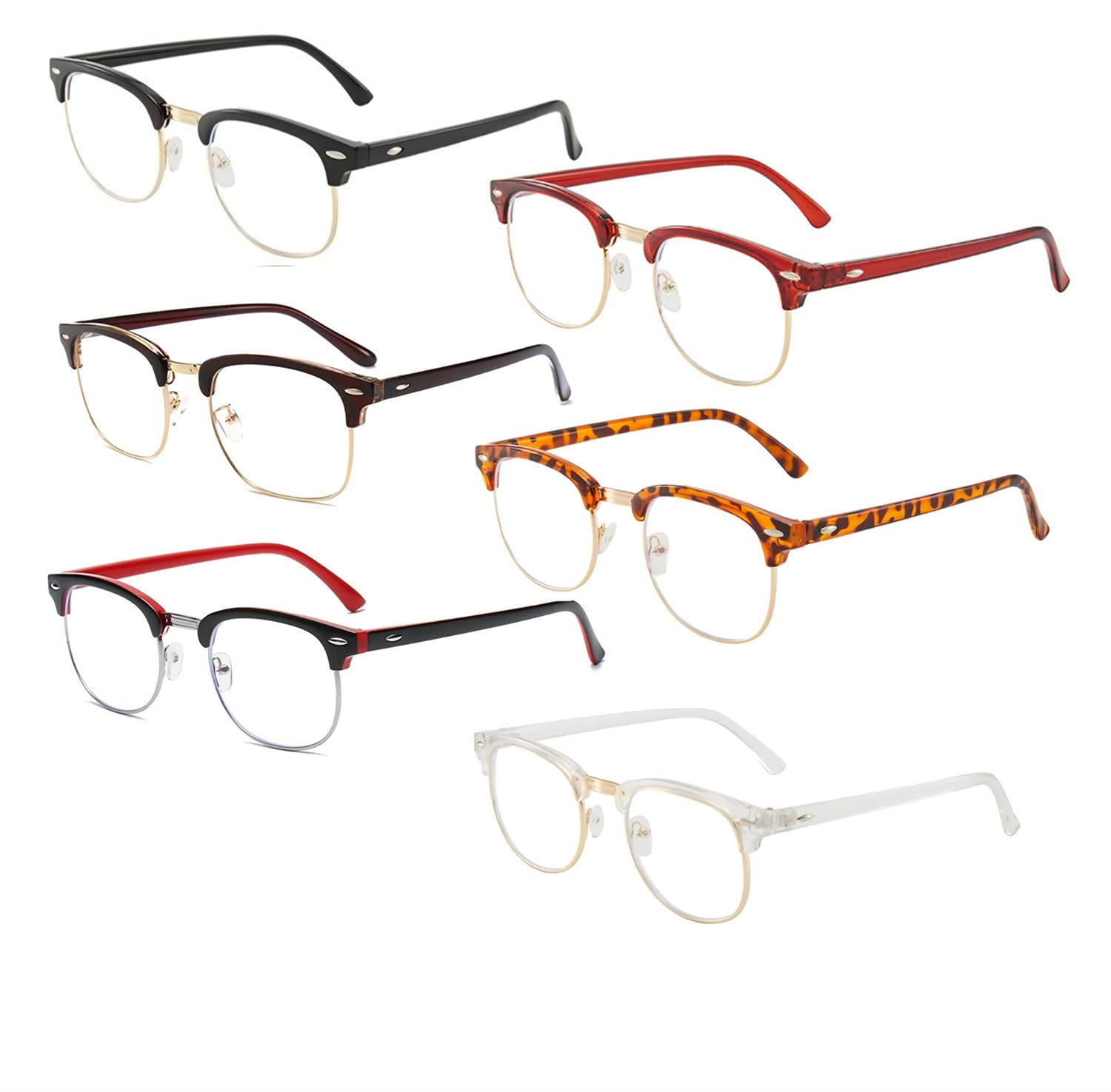 Half frame Retro Semi Rimless Clear Lens Glasses Blue Blocking Eyewear For Men Women