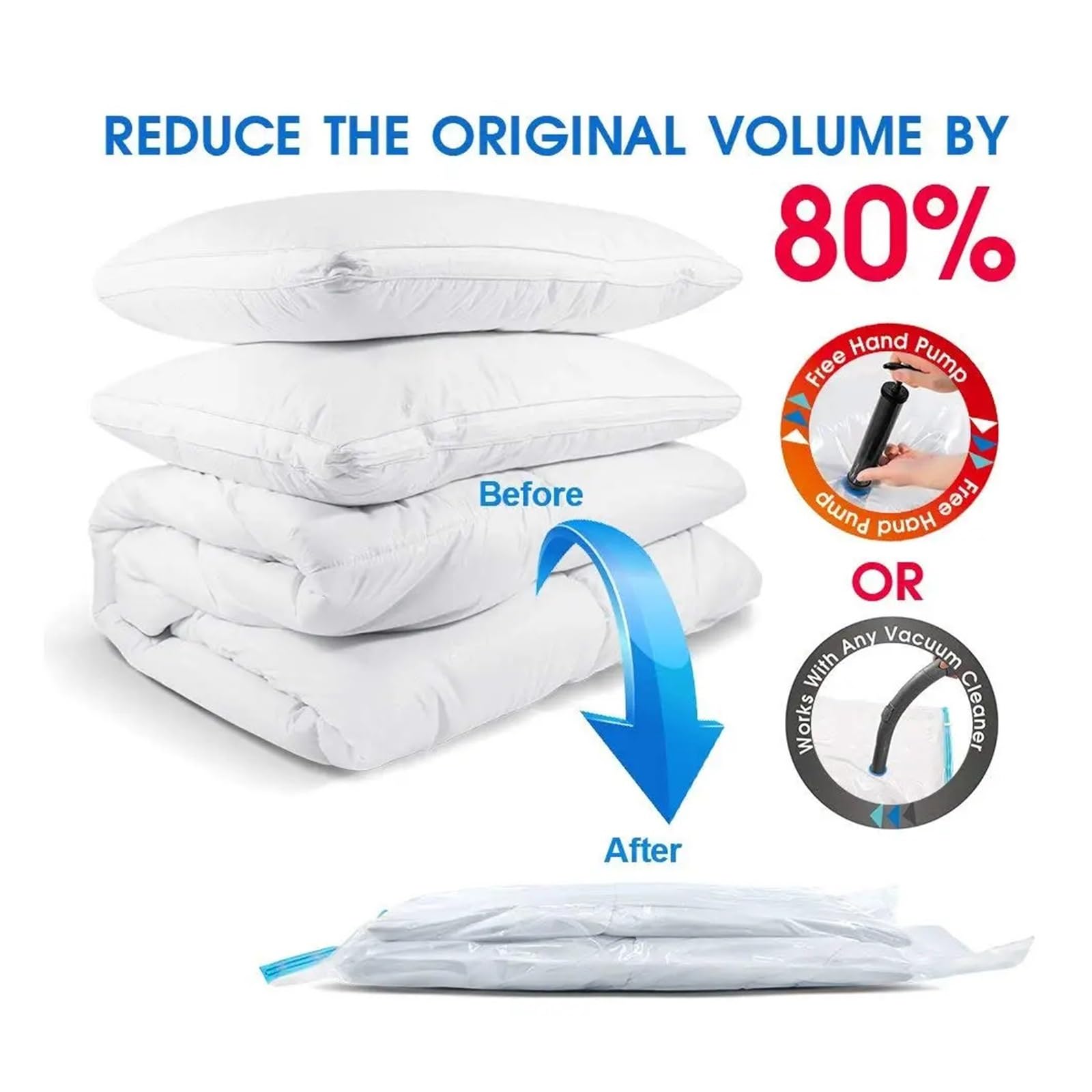 Bolsas al vacío Bolsas de almacenamiento al vacío, bolsa de sellado al vacío, bolsas ahorradoras de espacio for edredones, ropa, almohada, ropa de cama, almacenamiento de mantas, 5 uds.(5pcs 50x70cm)