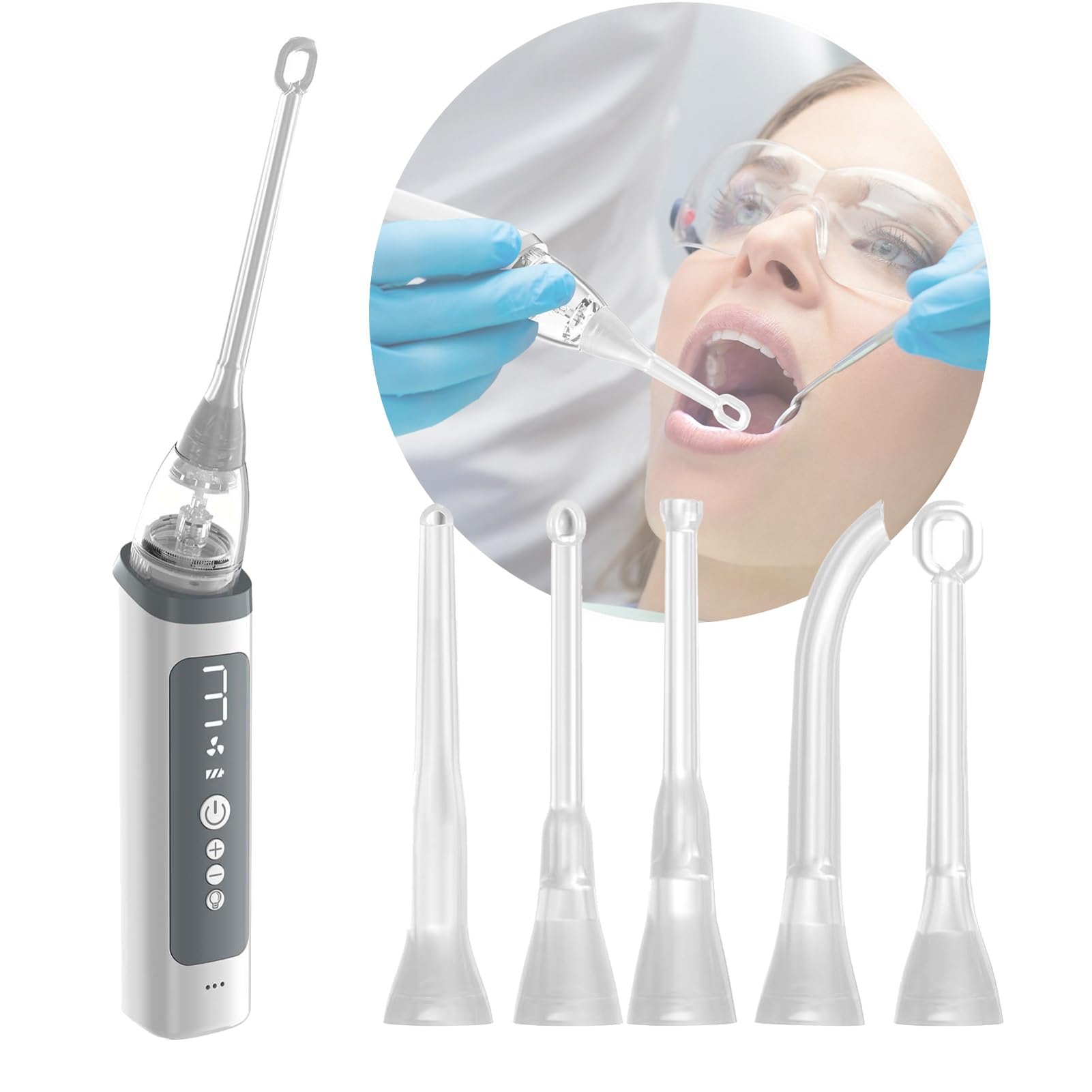 Chsufbty Nasa009 Electronic Vacuum Tonsil Stone Remover - Tonsil Stone Removal Kit With Built-In Led Light & 3 Suction Mode - Fight Bad Breath Oral Irrigator 5 Silicone Nozzles(Nasa009)