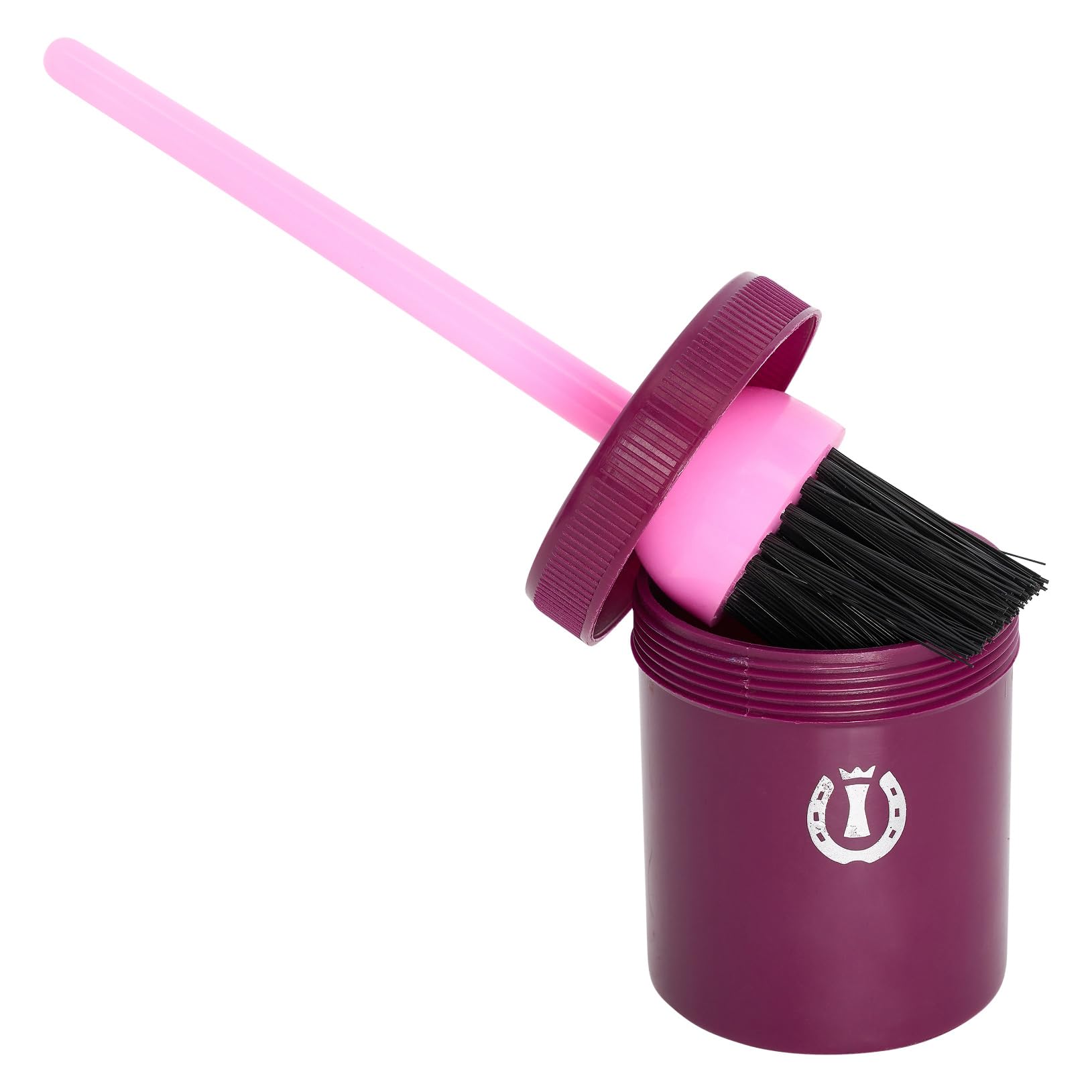 Imperial Riding IRH Hoof Oil Brush with Container, Practical Hoof Oil Brush with Integrated Tin, Leak-proof Hoof Care Brush for Clean Application and Stylish Glamour Look, Dark Flower