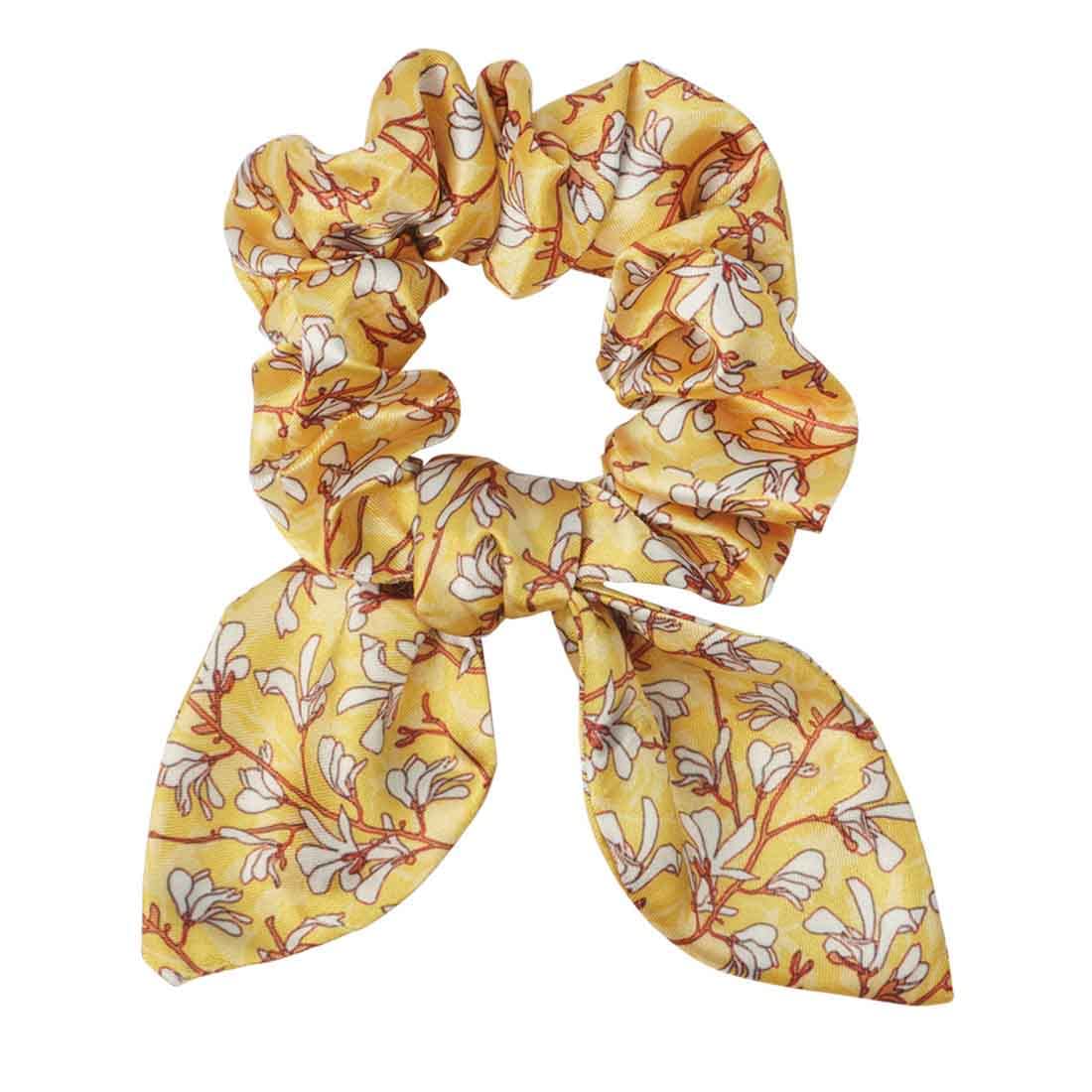 Crazyify Yellow Floral Pigtail Scrunchie