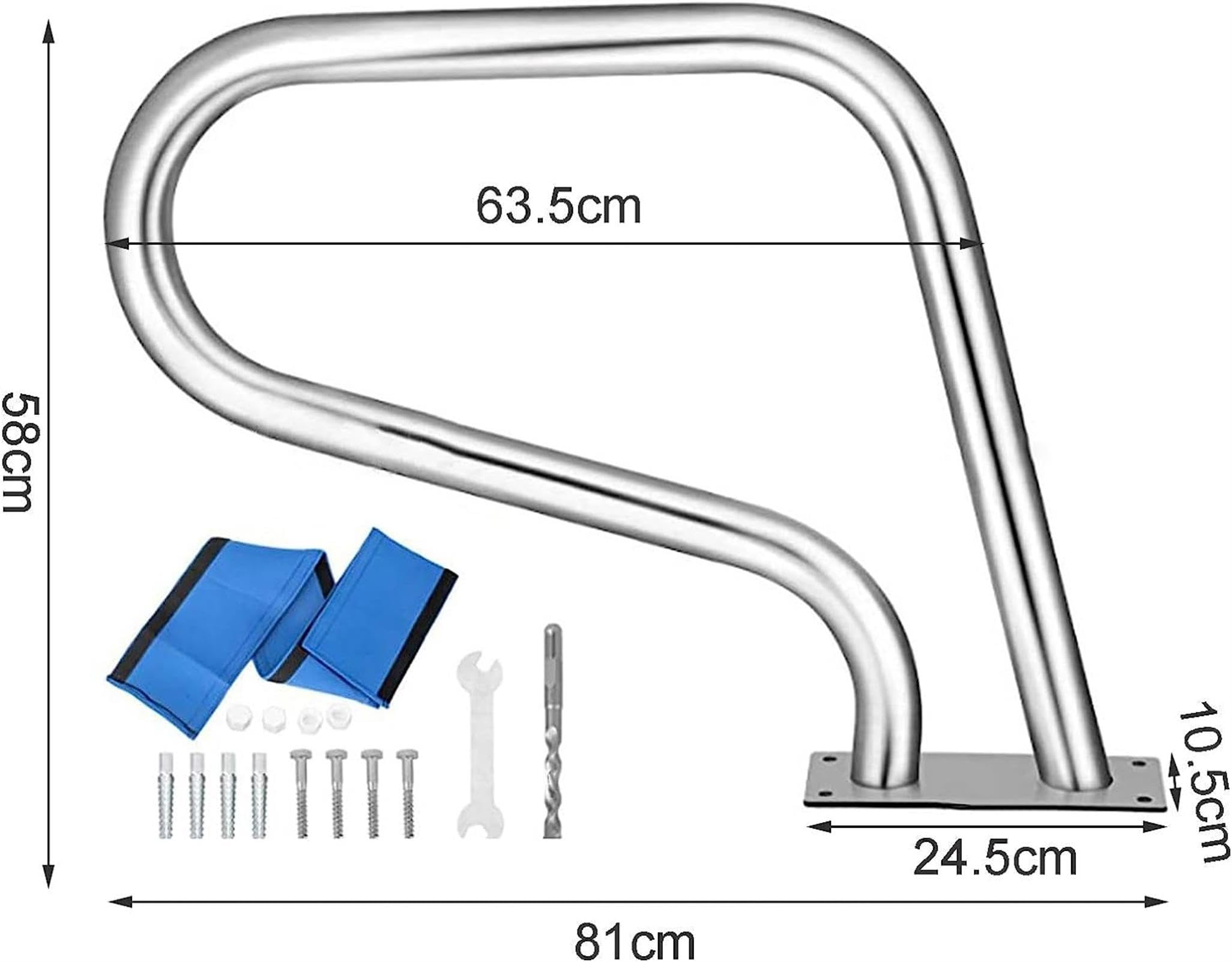 Pool Handlauf Edelstahl 304 – U-förmig, Rutschfester Griff, 81x58 Cm, Für Schwimmbecken & Spa