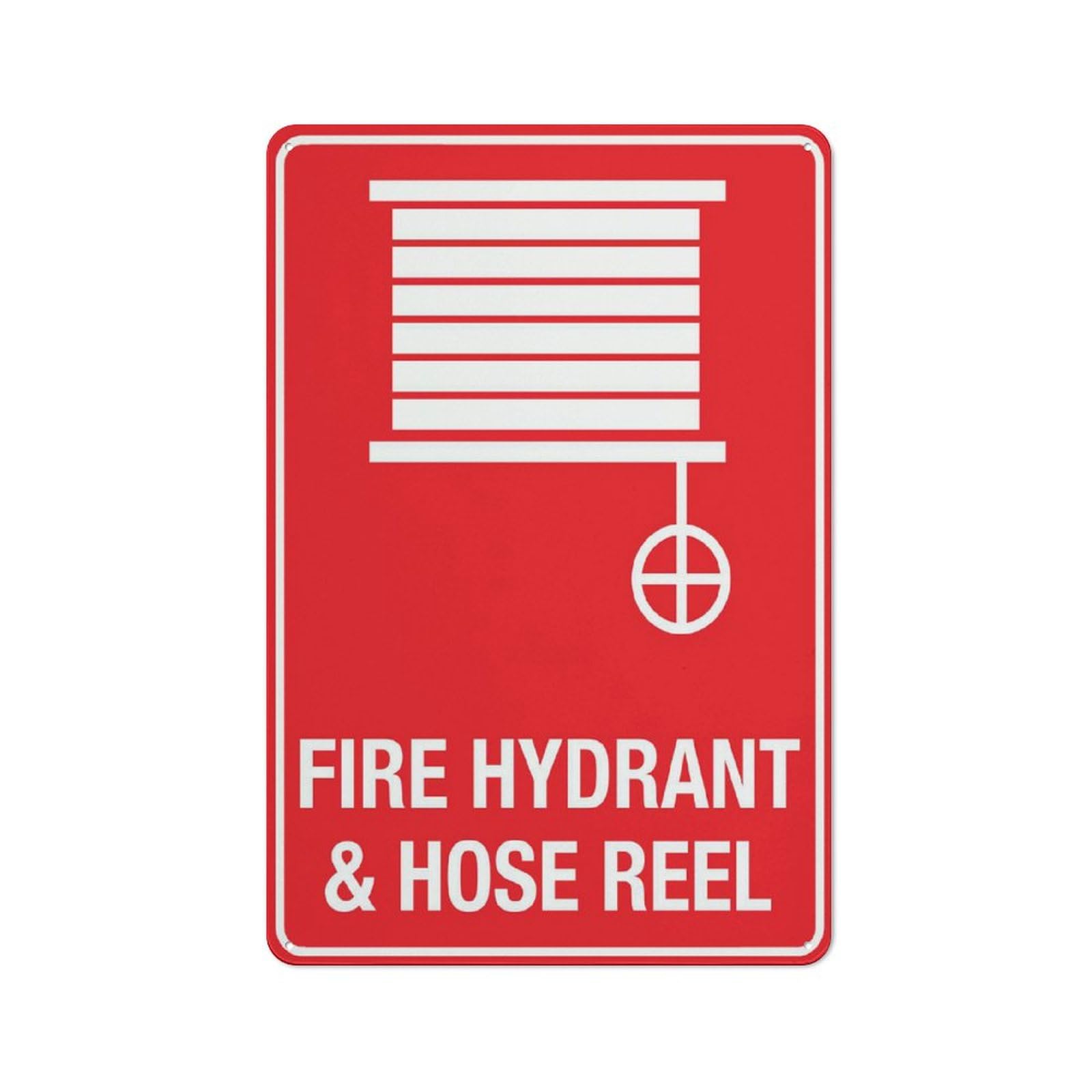 Fire Hydrant And Hose Reel Sign 12X8 Inches Metal Aluminum Signs, Weather Resistant, Weatherproof, Indoor Or Outdoor