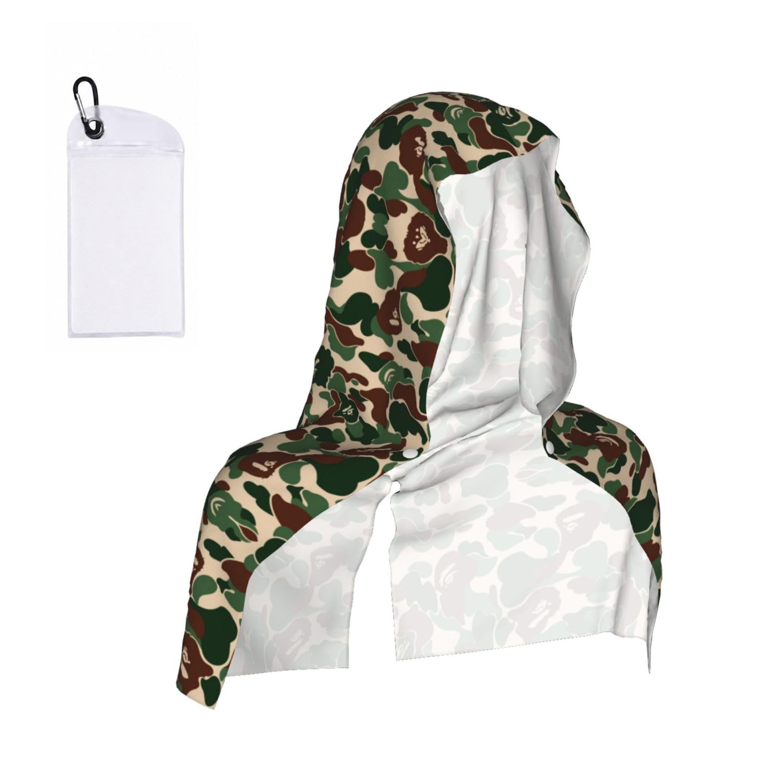 EZDLOWVBA Aniaml Camouflage Green Print 2 Pack Cooling Hoodie Towels,Sports Headscarf, Neck Wrap Scarf,Breathable Cooling Towel For Neck And Face, Travel, Swimming, Training