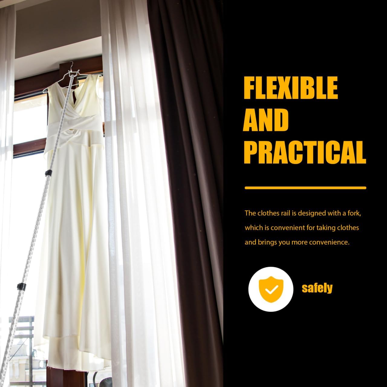 MAGICLULU Telescopic Clothes Drying Rod 19.69-50.00 Inch Adjustable Aluminum Alloy Laundry Hanging Pole with Fork Design for Home Balcony Organization