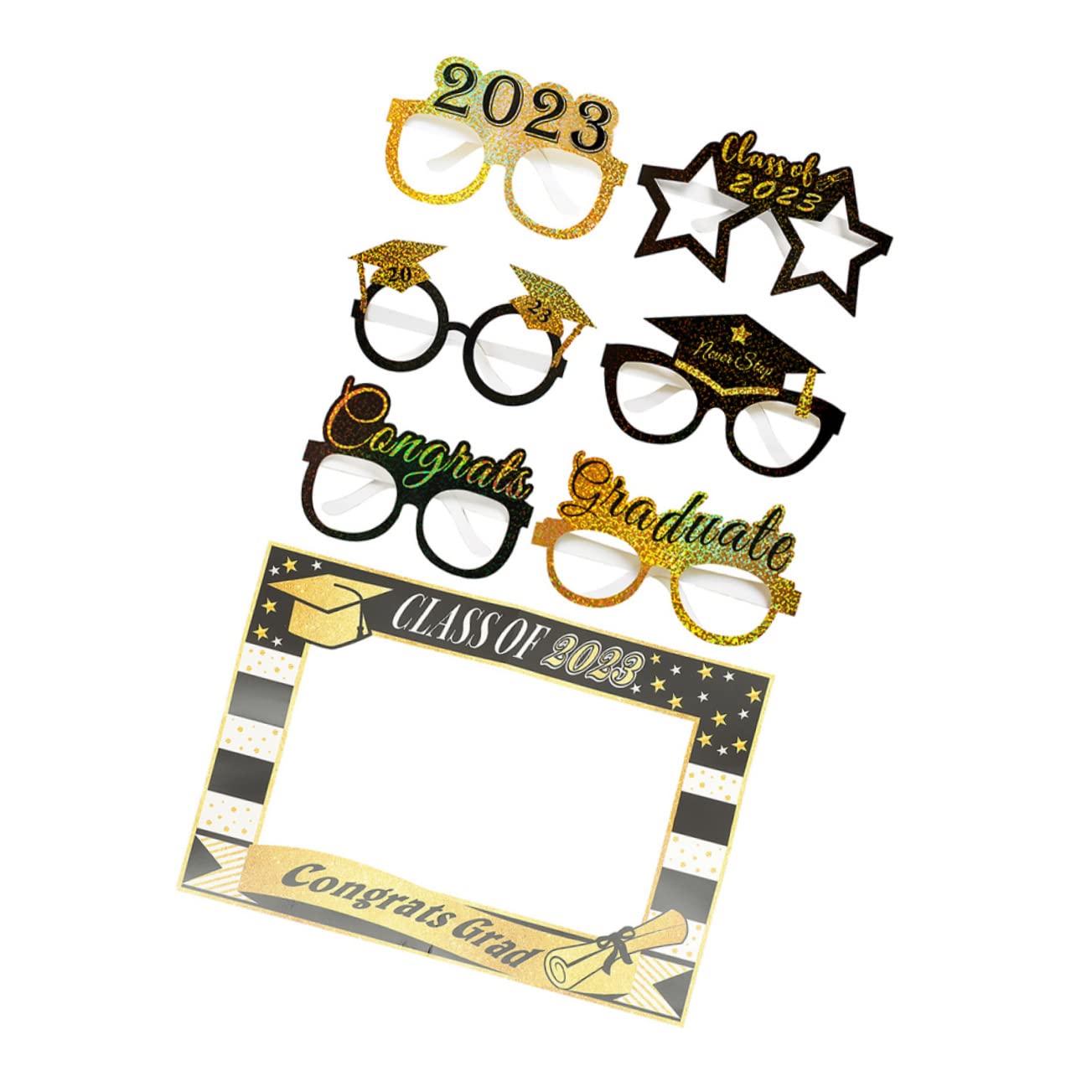 Cabilock 4 Ensembles Lunettes de Graduation de Accessoires Photo avec Cadre Papier pour Fête de Remise de Diplôme et Photobooth Décoration Amusante pour la