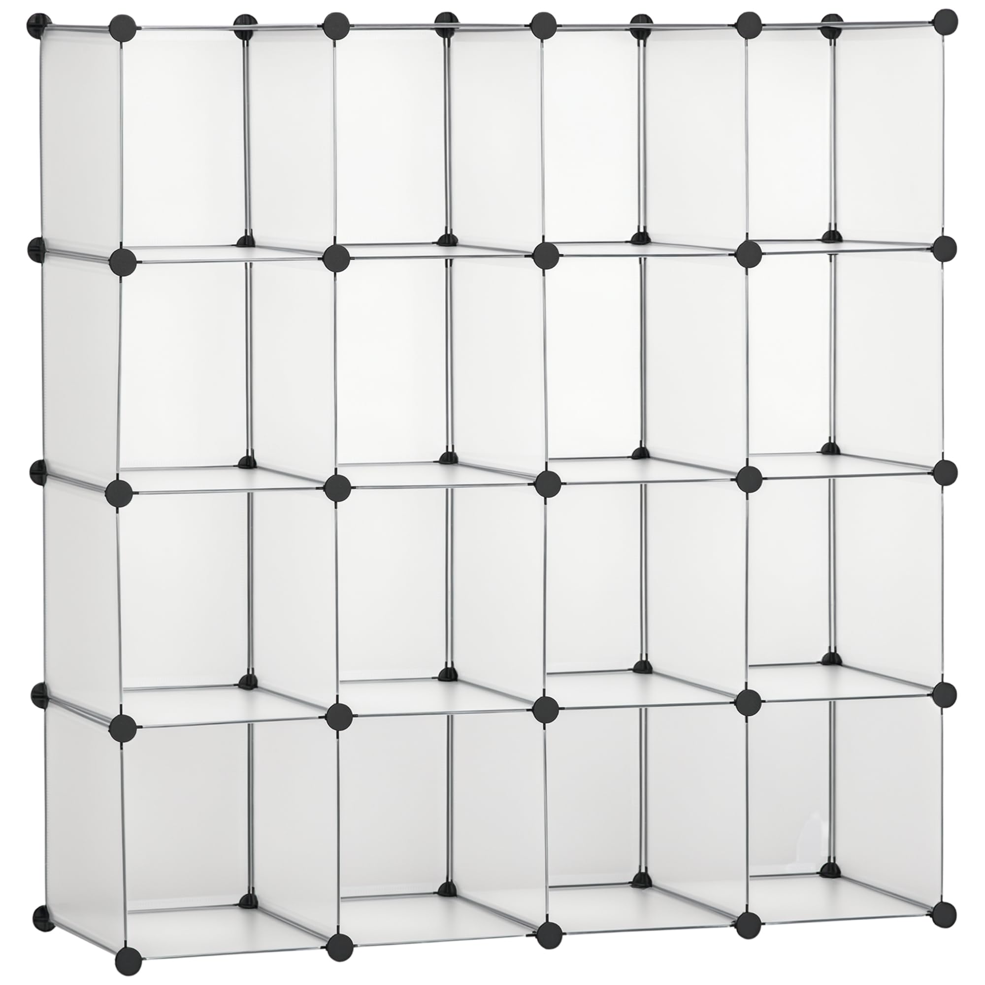 HOMCOM Meuble de Rangement modulable, 16 Cubes, étagère de Rangement en Plastique, Meuble à Chaussures, vêtements, Livres, Jouets, Meuble casier Rangement Cube, Blanc