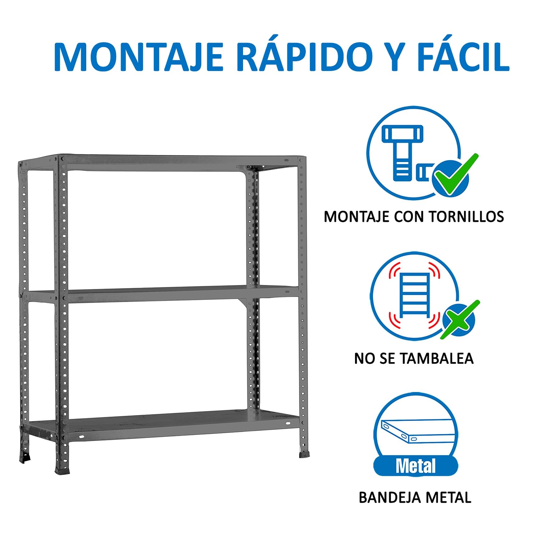 Simon Rack Estanteria Metalica 900x900x400 mm, 3 Alturas, Bandeja Metal, 75 kg de Punto Flexión, Estanteria Almacenaje, Gris - Advantage — view 7