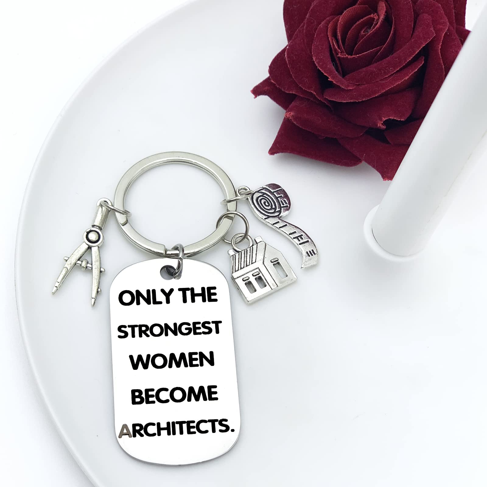 Architecture Gifts for Women: Thank You Keychains for Future Female Architect Students & Engineers - Inspirational Graduation & Retirement Key Ring Presents