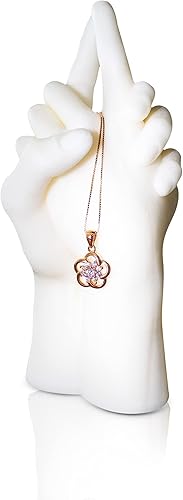 Miniatura 9 de Collar con colgante de flor chapada en oro rosa de 18 quilates, 18 pulgadas, Oro, Circonia cúbica