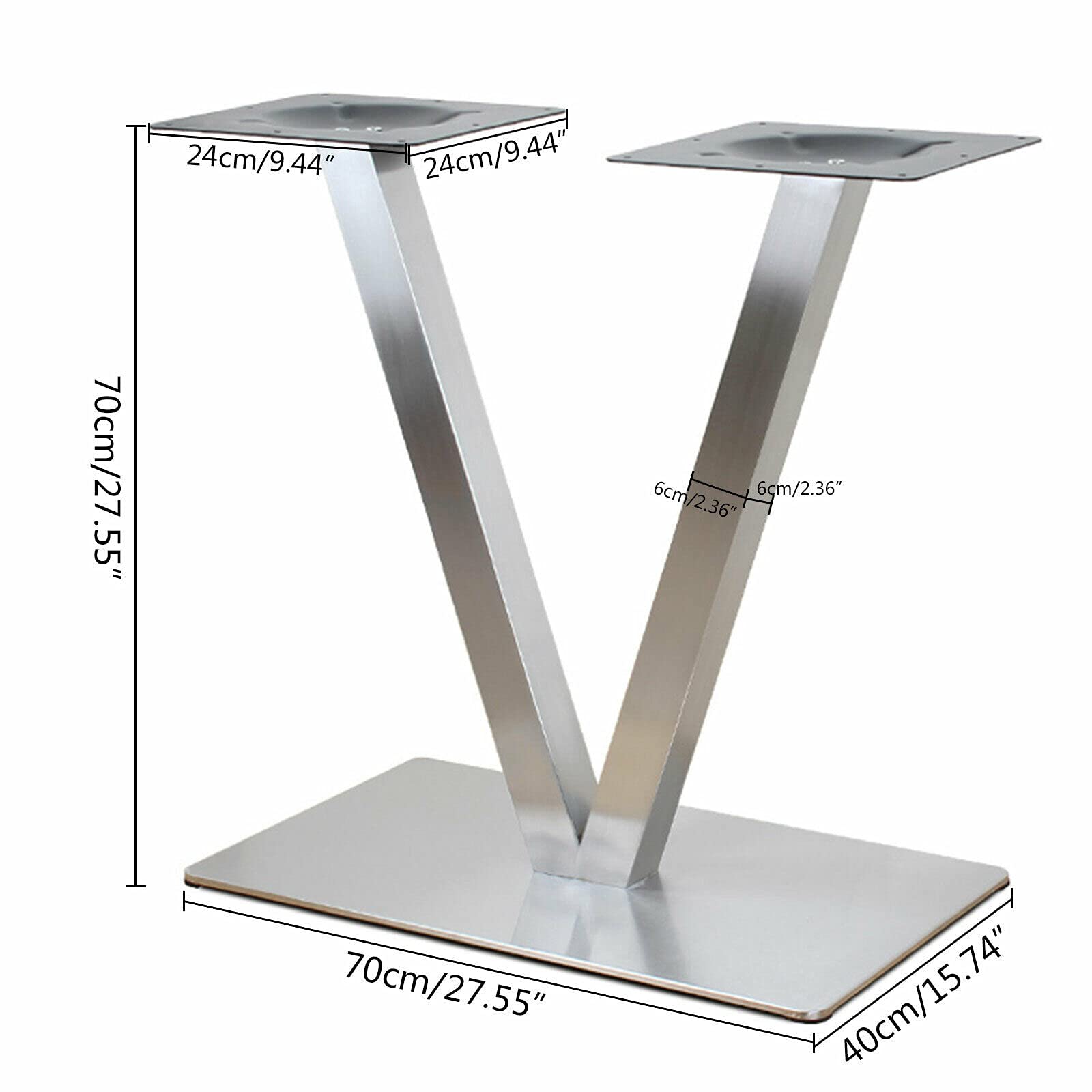 Estructura de 70 cm Con Doble Pie de Acero Inoxidable - Base para Mesa de Bistró Gourmet (Sin Tablero)