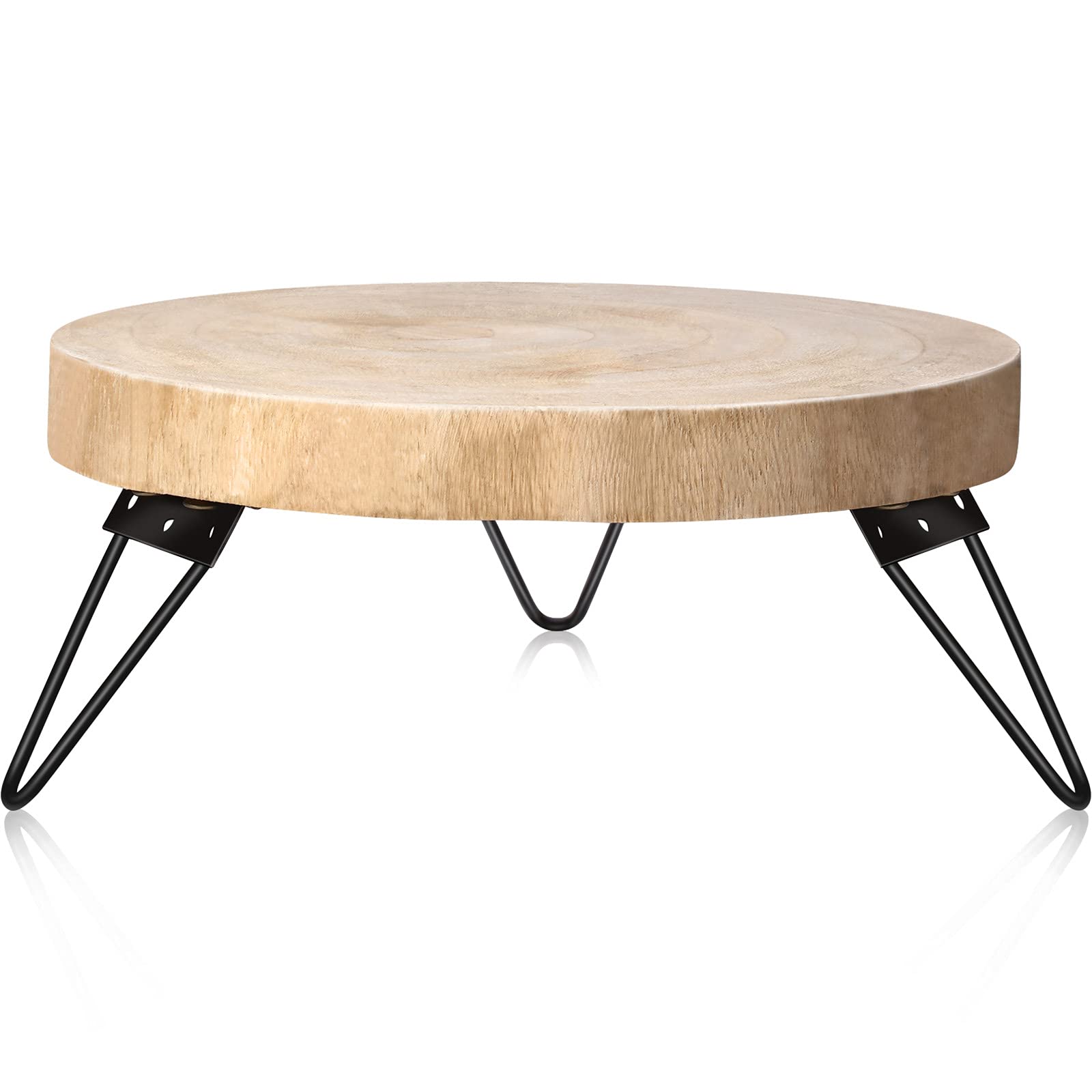 Buy Wood Cake Stand Paulownia Pedestal Round Rustic Cake Holder Tray