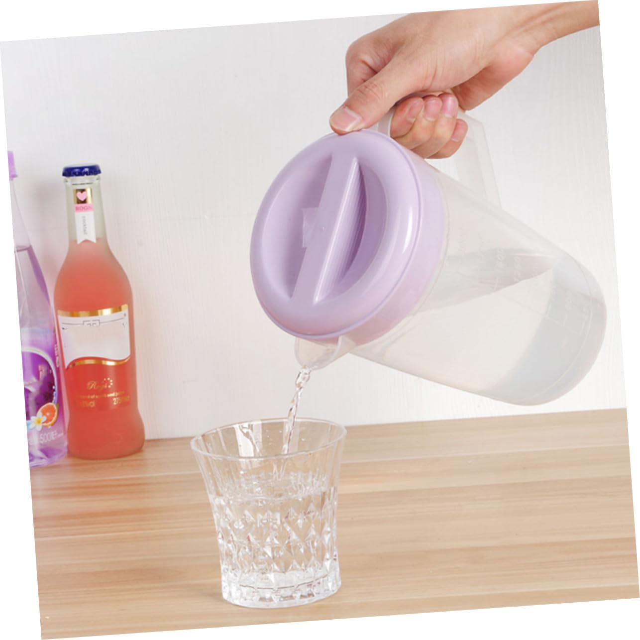 Jarra Grande de Plástico Resistente al Calor y Frío con Tapa Hermética Jarra para Bebidas Tetera de Alta Capacidad Violeta Reutilizable
