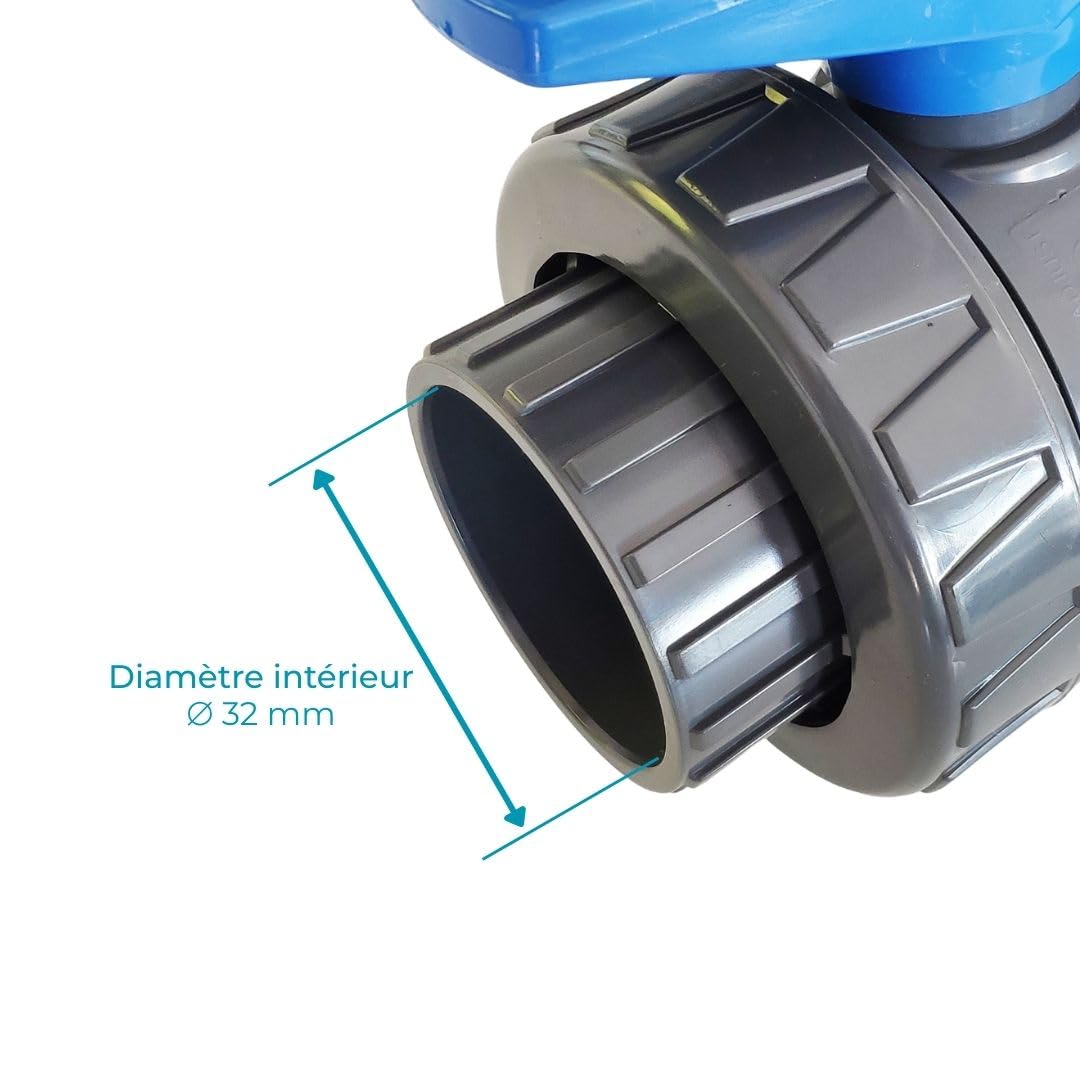 Lot de 2 Vannes modèle 2020 Interplast 32mm à coller double union démontable 3,2cm / 32 mm PN16 PVC PRESSION