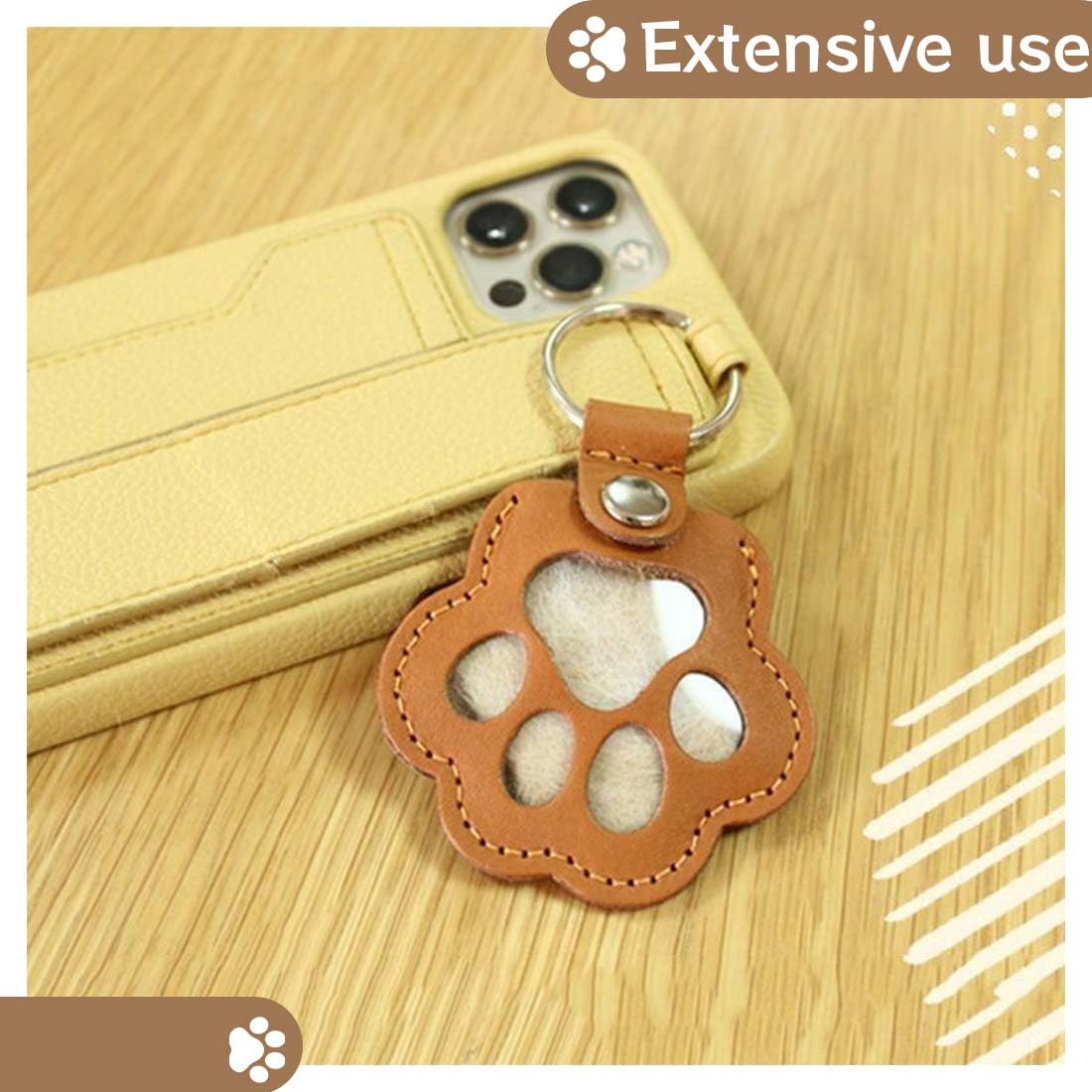 Llavero para Pelo de Animal, Pet Memorial, Recuerdo de Pelo de Mascotas, Llaveros de Cuero, Diseño de Huellas de Patas, Llavero para Recoger Pelo de Gato y Perro (2 Unidades, Marrón, Negro)