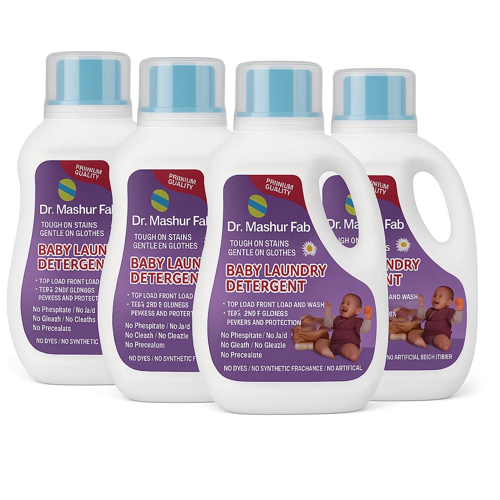MASHUR FAB Baby Laundry Detergent, 500ml, With Bio-Enzymes, Aloe Vera & Neem, Dermatologically Tested, Free From SLS/SLES, Phosphate & Bleach (4)-image-9