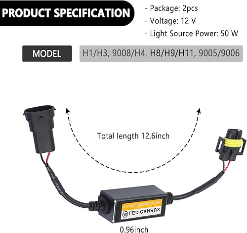 Miniatura 2 de carleef 2 unidades de decodificador Canbus para faros delanteros, resistencias de carga LED, arnés antiparpadeo, accesorios universales para