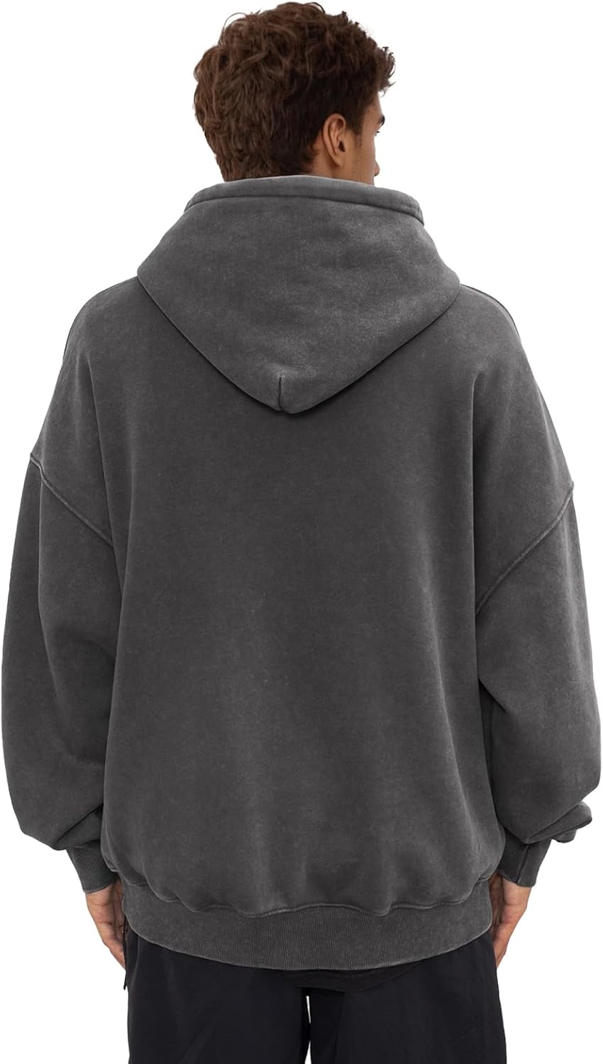 Mens Oversized Acid Wash Hoodies Heavyweight Vintage Washed Fleece Hoodie Sweatshirt for Men Women Streetwear - Image 5