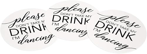 Miniatura 5 de Andaz Press Posavasos de papel con texto en inglés "Please Don't Take My Drink, I'm Dancing", redondos, de 4 pulgadas, para cóctel, color blanco y