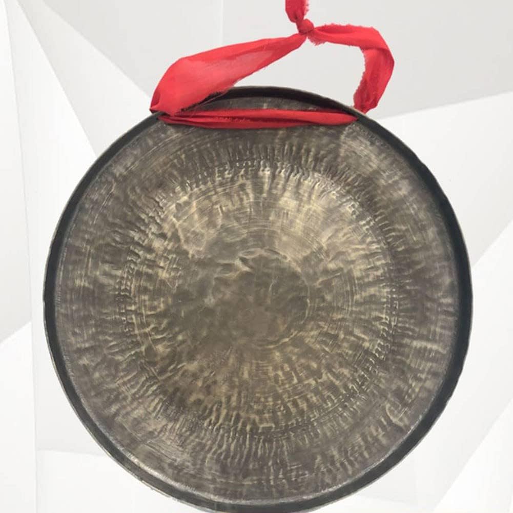 Japanese gong Authentic gong gong Instrument Pure Handmade Copper gong 36cm Authentic Chinese gong with red Sling Sound Quality is Very Suitable for Relaxing Percussion(40cm)