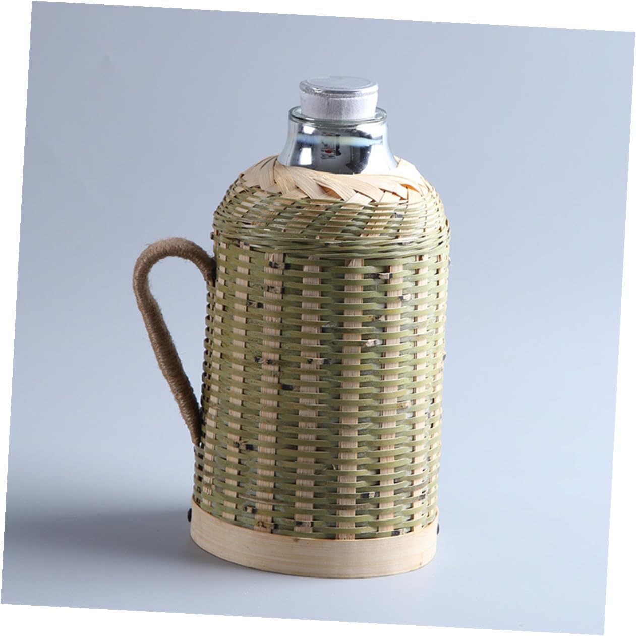 Bouteille d'Eau Isotherme Tissée en Bambou 16 L Doublure en Verre Gourde Rétro pour Randonnée et Maison Pichet sous Vide pour Thé et Eau Chaude Style Chinois Traditionnel