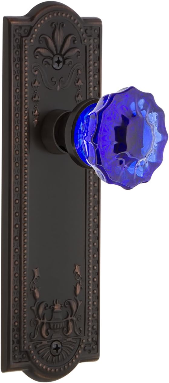 Nostalgic Warehouse 720680 Meadows Plate Passage Crystal Pink Glass Door Knob in Timeless Bronze, 2.375