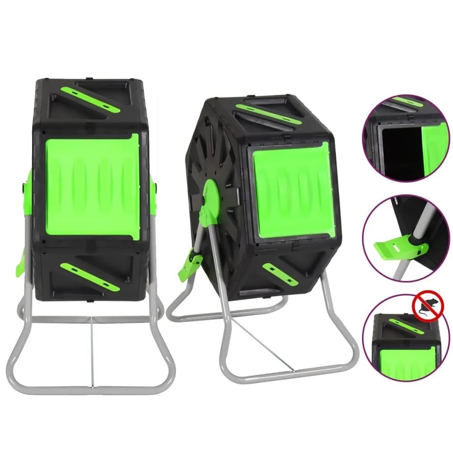 Composteur Domestique de Jardin, Bac à Compost Rotatif 360 de 70L - décomposition Rapide des matières organiques pour Engrais