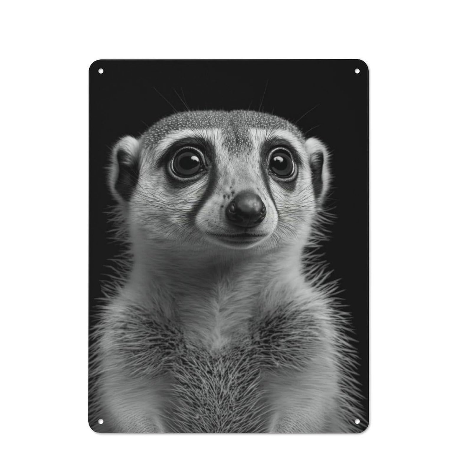 Junmoney Style-4 Portrait Of A Meerkat Retro Metal Wall Decor 40X30cm, Tin Wall Sign For Coffee Bar, Small Shop Or Dining Room