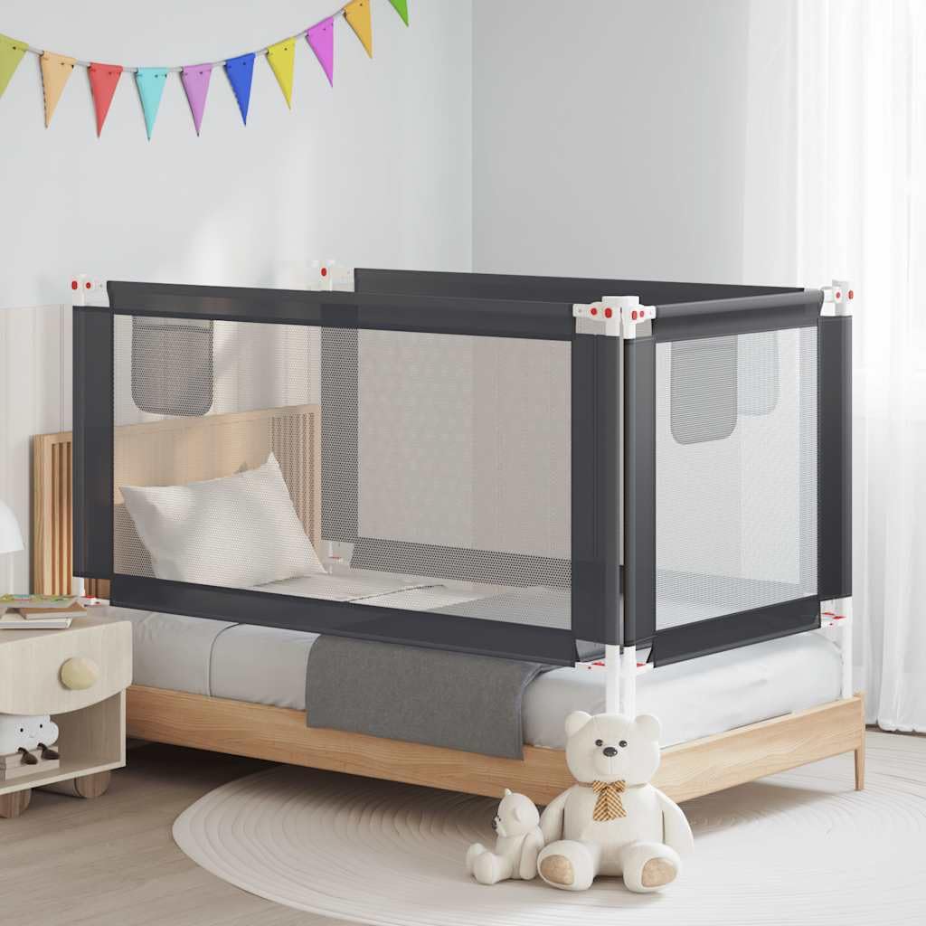 vidaXL Barandilla de Seguridad Cama de Niño Protección Cuna Bebé Guardería Dormitorio Habitación Protector Riel Barrera Gris Oscuro Tela 160x25 cm