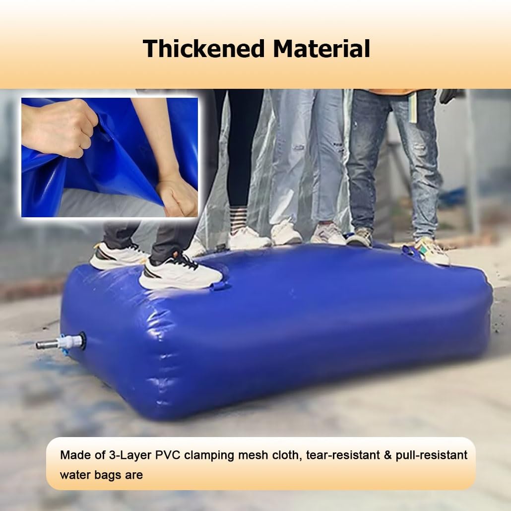 Bolsa De Almacenamiento De Agua, Tanque De Vejiga De Agua Plegable, Contenedor De Agua De Plástico Flexible Portátil, Cubo De Gran Capacidad, Barril Colector(1.3x0.8x0.58m/600L/158gal)