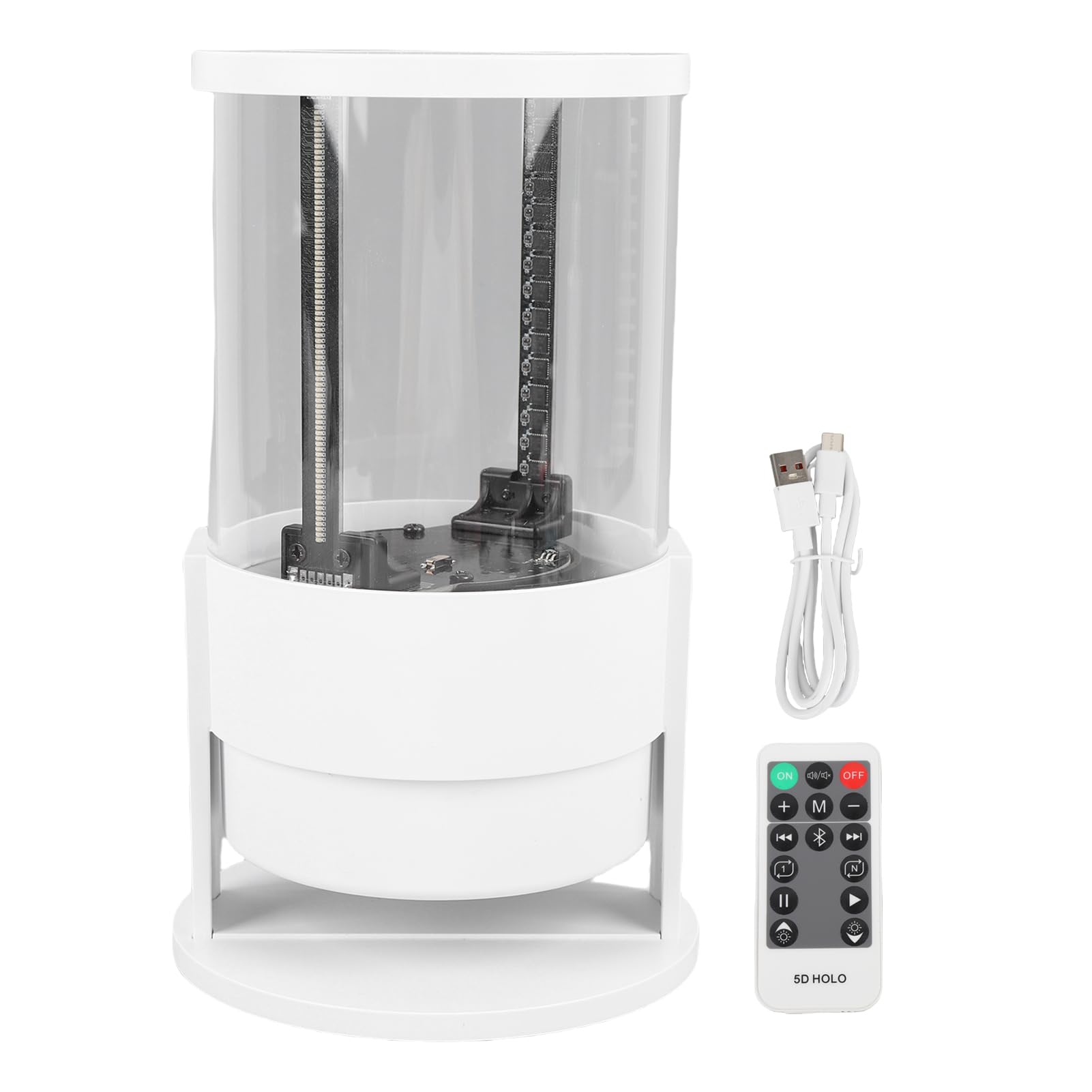 Asixxsix 3D -Hologramm -Lüfter, 1080p 360 ° Holographic Projector HD LED -Werbeanzeige mit WLAN -App -Fernbedienung, Eingebauter Lautsprecher, 3,94x12,2 Zoll Bildgebungsgröße