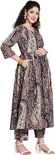 assume fab Women Viscose Rayon Anarkali Maternity and Feeding Zip Kurti Pant Set-picture-17