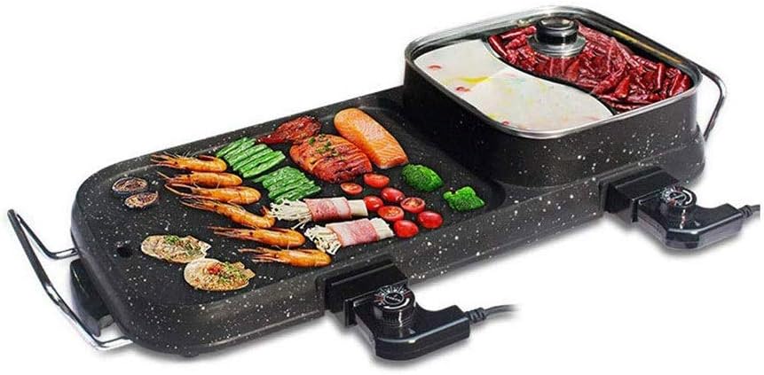 Electric Hot Pot, BBQ Barbecue Griddle Smoke-free Non-stick Baking Tray, Suitable for Family Dinners of 2-10