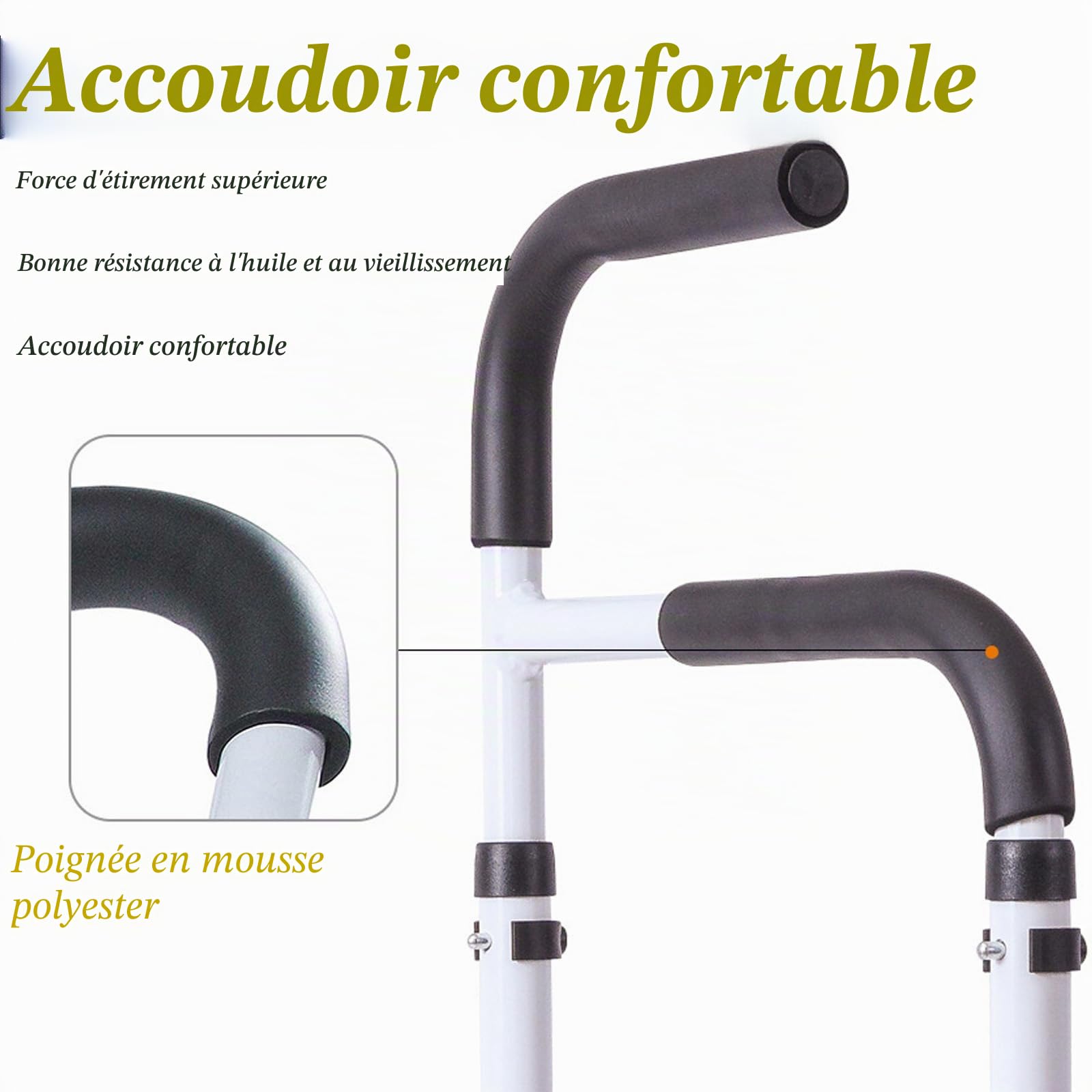 Aide à la montée d'escalier en aluminium - Hauteur réglable : 76 à 117 cm - Hauteur réglable - Pour personnes âgées et adultes - Charge maximale : 136 kg