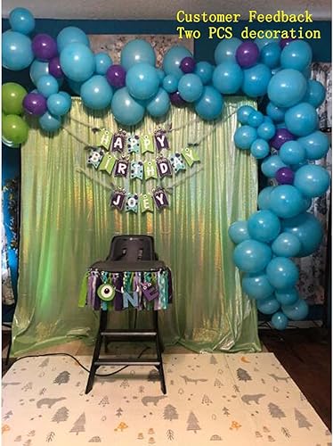 Miniatura 6 de LQIAO - Cortina de telón de fondo de tela holográfica con purpurina, color rosa