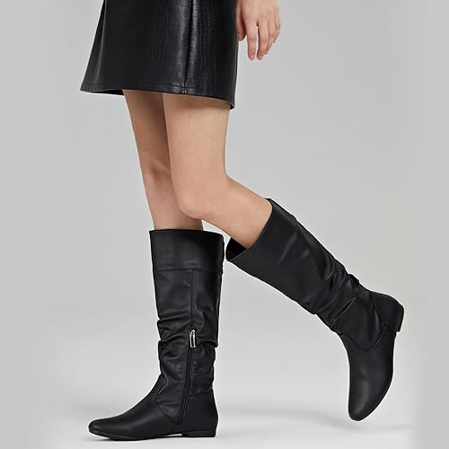 Miniatura 6 de Rollda Botas altas hasta la rodilla para mujer, botas planas con cremallera lateral, botas de otoño para mujer