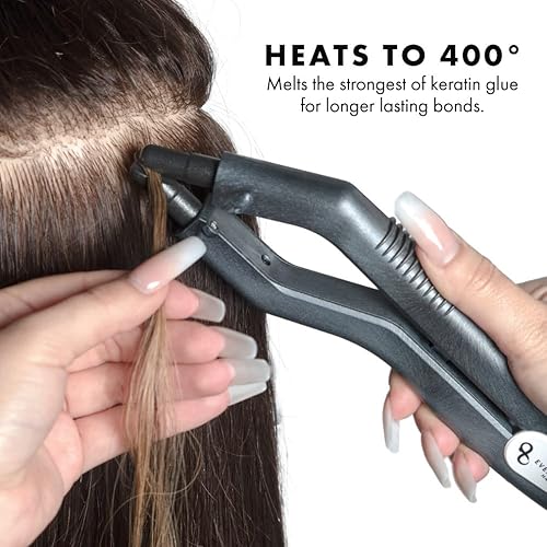 Miniatura 5 de everlong Hair - Herramienta de unión de fusión de cabello patentado de grado profesional, ergonómico, patentado, pegamento de queratina, conector de