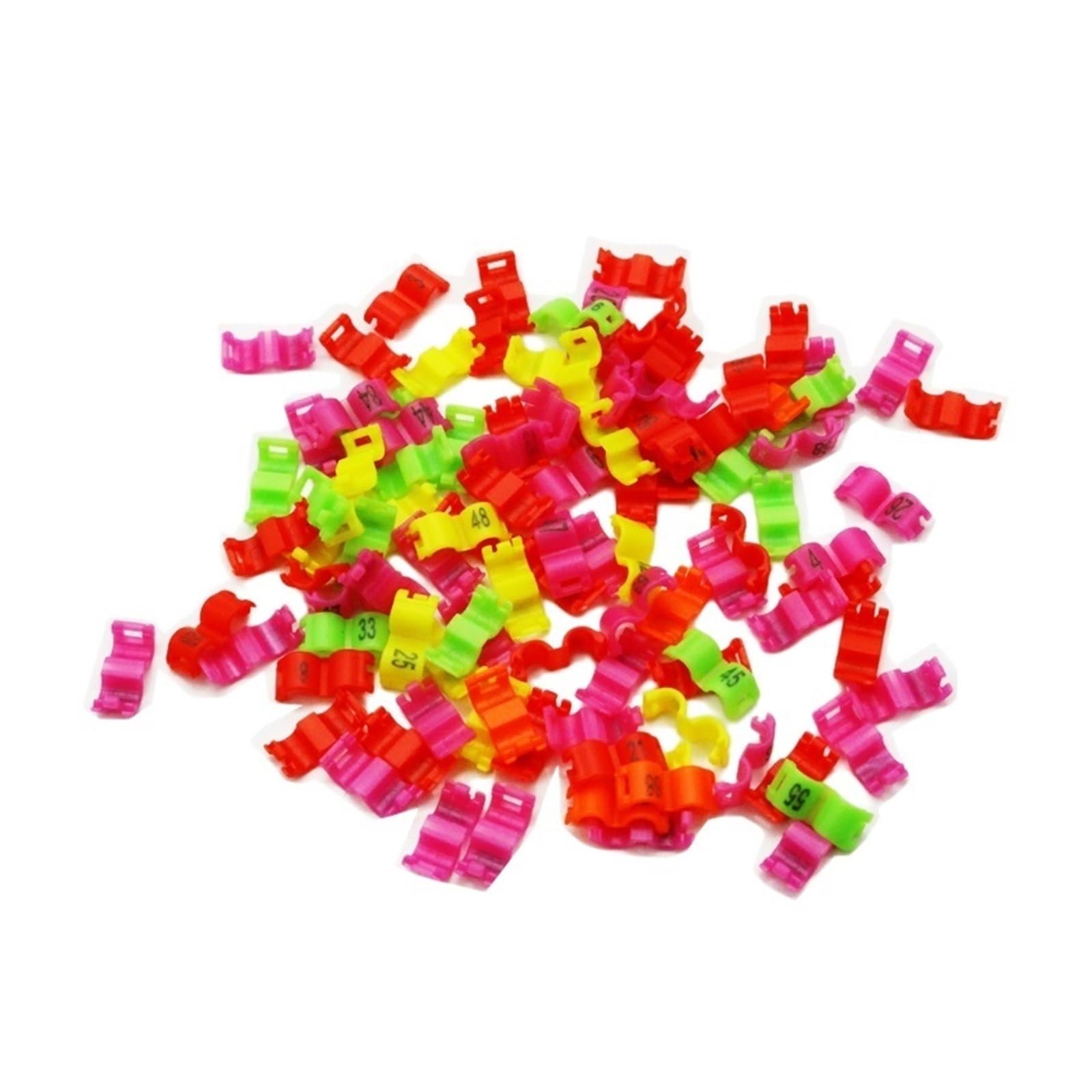 Bird Clip On Leg Foot Rings 20Pcs，for Canary Pigeon Small Parrot Budgie Lovebird,Inner Diameter 2.7mm 3mm 4mm 4.5mm 5mm(MULTI,4mm)