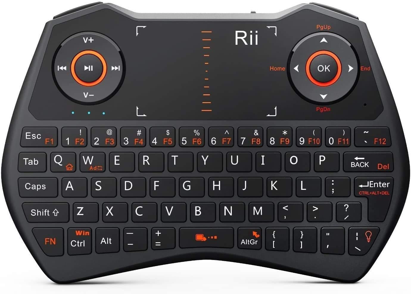 Rii i28 5 in 1 Wireless Mini Keyboard/Touchpad/Flying Mouse/Earphone Jack/Backlit Work for PC,Raspberry Pi 2 3, Android TV Box,XBMC,Windows 7 8 10