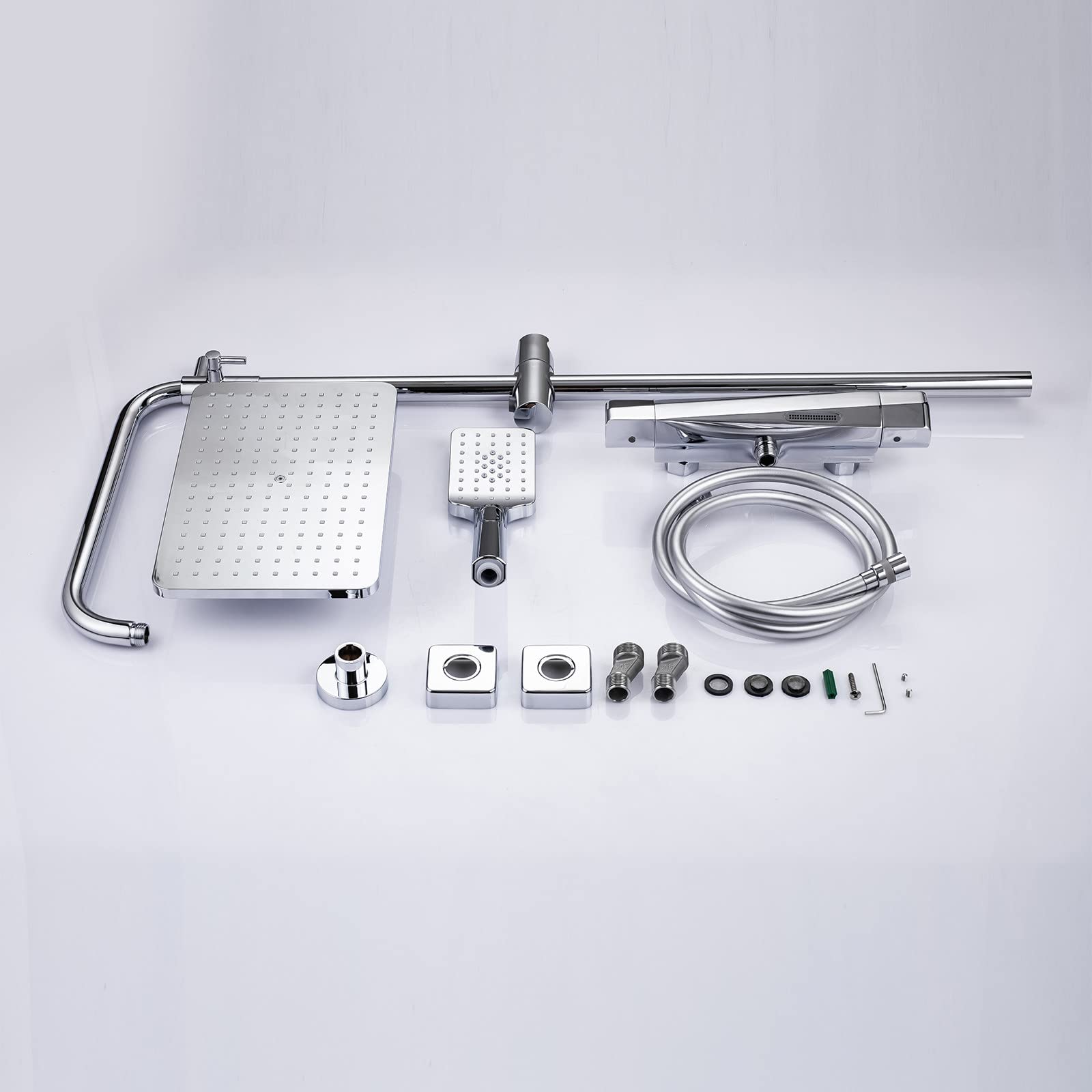 Doccia termostatico, Set di rubinetti Doccia Set a Parete a Parete Misbo per Doccia per Doccia a 3 Vie Set da 12 Pollici di Doccia cromata con beccuccio di Vasca, soffione a Pioggia, Doccia Portatile