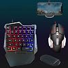 One Handed Gaming Keyboard Mouse Combo, 35 Keys Wired RGB Backlit Keyboard, 6 Keys Gaming Mouse, Dual USB Keyboard Mouse Set with Converter and Bracket