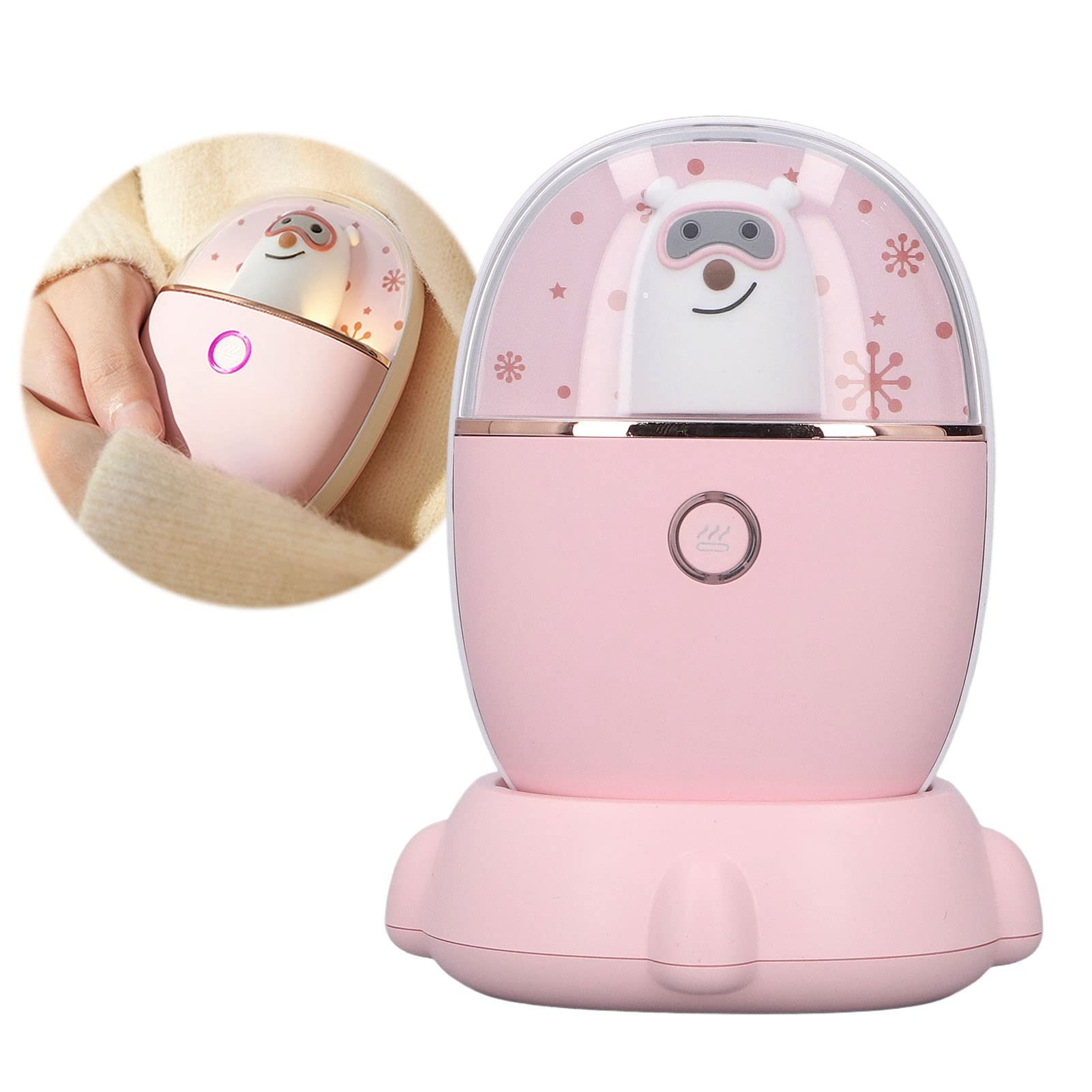 Scaldamani ricaricabile Piccolo scaldamani portatile bifacciale con ricarica USB per il viaggio a casa (Rosa)