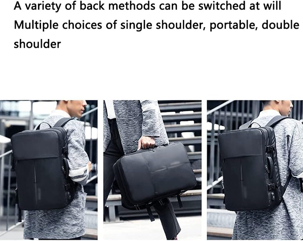 stylish Briefcase 16 Inch Laptop Backpack Convertible Multifunctional Shoulder Bag Handbag for Travel Business Youth Men's school (Color : Black, Size : 16.5x12.2x6.3 inch)